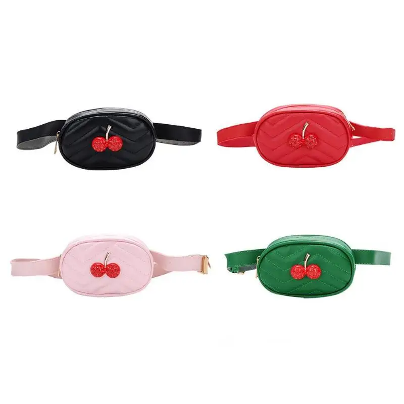 

Cute Cherry Kids Girls Fanny Packs Belt Leather Chest Shoulder Waist Bags