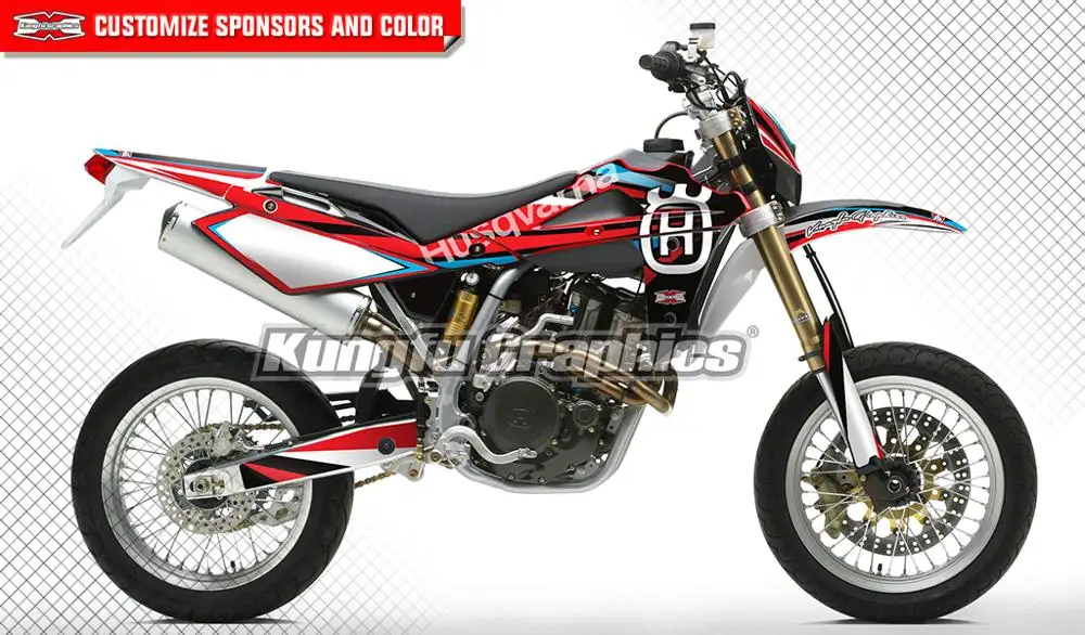 

KUNGFU GRAPHICS Motorcycle Personalised Stickers Decals for Husqvarna SM450 SM510 SMR450 SMR510 SM SMR 450 510 2005 2006 2007