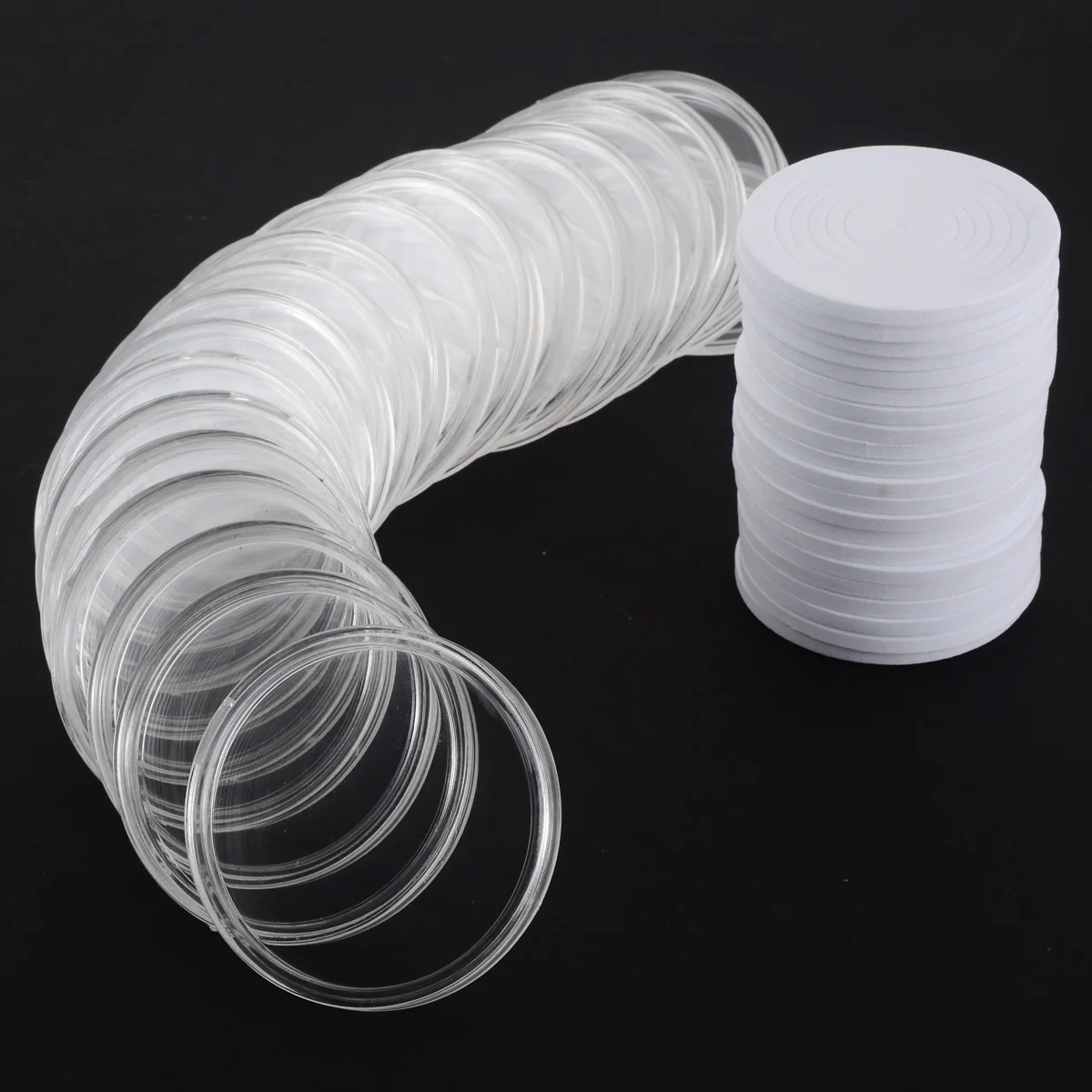 20pcs 46mm Round Clear Coin Capsules Holder Storage Case Container Display Boxes Small Plastic Coin Case for Zodiac Coins
