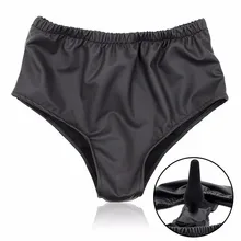 PU Leather Dildo Underwear Pants Strapon Anal Dildo Chastity Belt Butt Plug Panties Female Masturbator Anal Sex Toys for Women