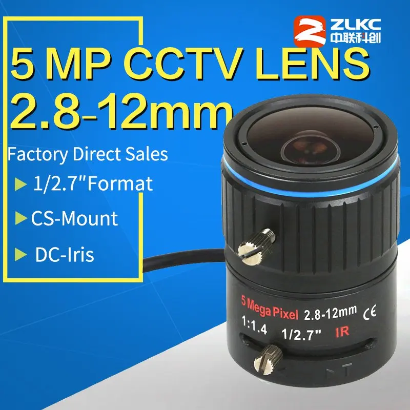 ZLKC 5,0 мегапиксельная HD CCTV объектив 2,8-12 мм, 1/2. 7 "варифокальный объектив с автоматической диафрагмой, CS крепление металлический объектив для
