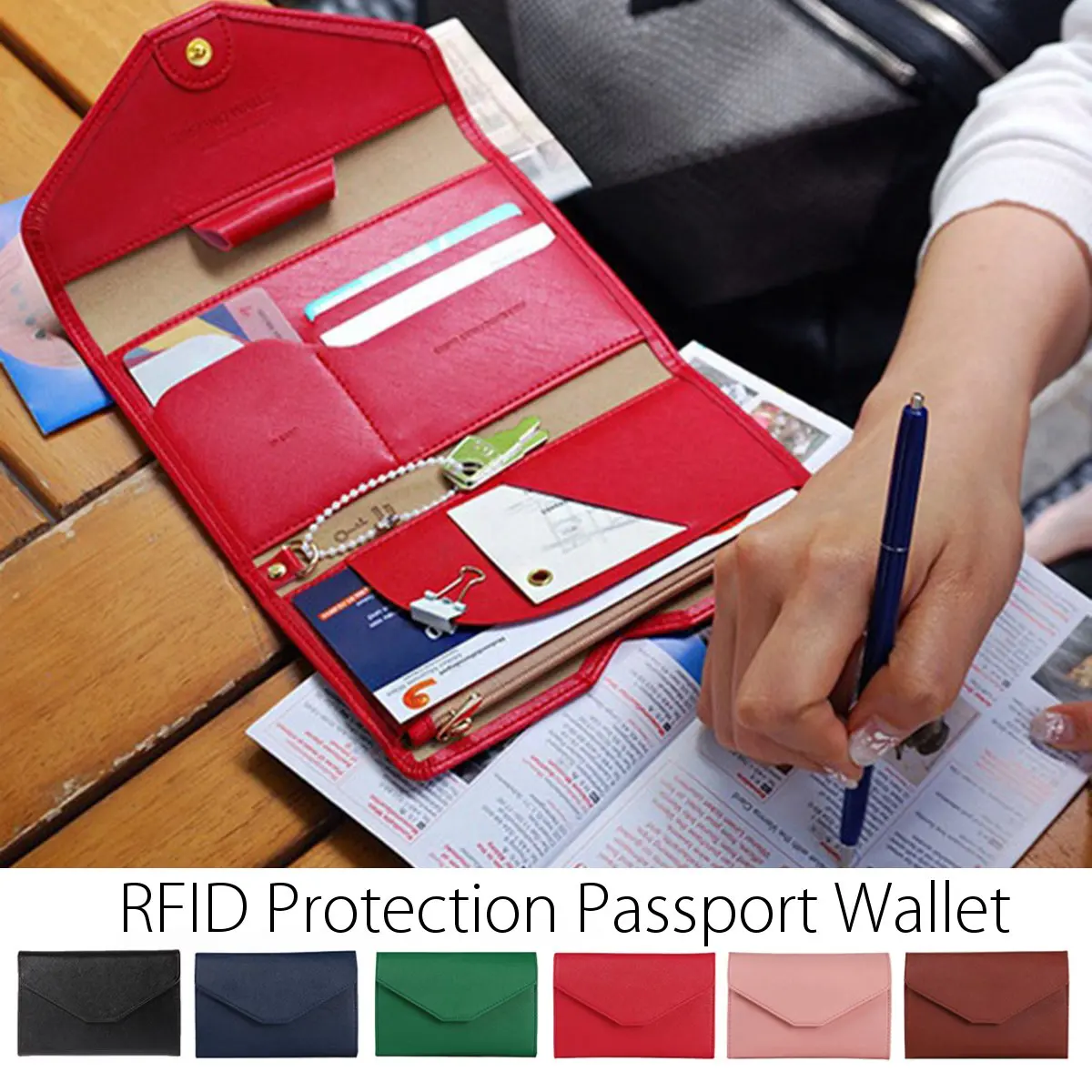 

Travel Passport Cover Credit Card Holders IFID Wallet ID Card Holder Case Purse Documents Organizer Women Bag Monedero Carteira