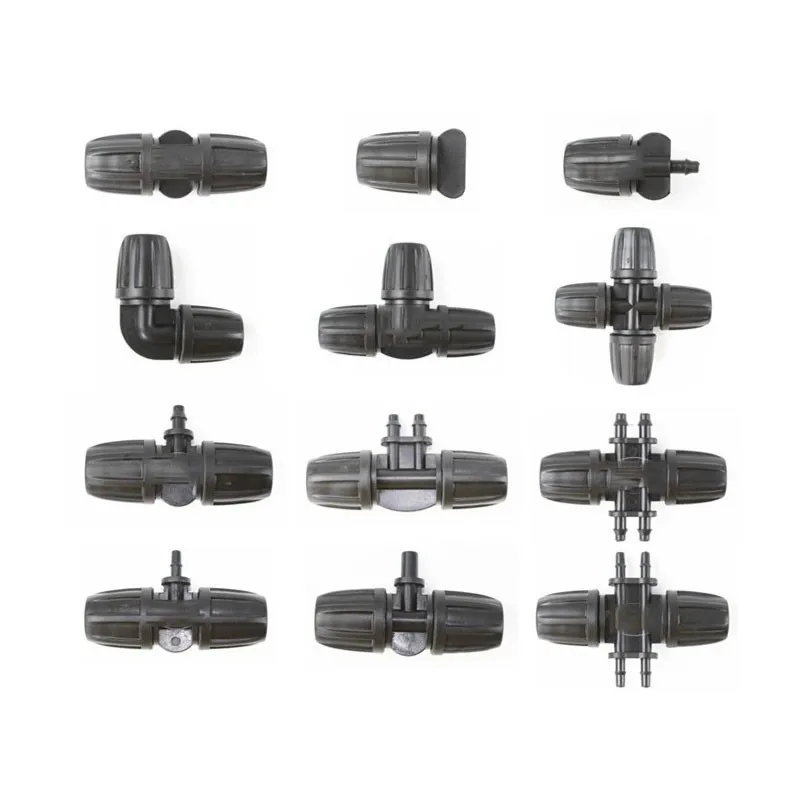 

4pcs Garden Hose 8/11 8/12mm Connectors Micro Irrigation Tee Joint Elbow Reducing Connector Pipe Hose End Plug Thread Joint