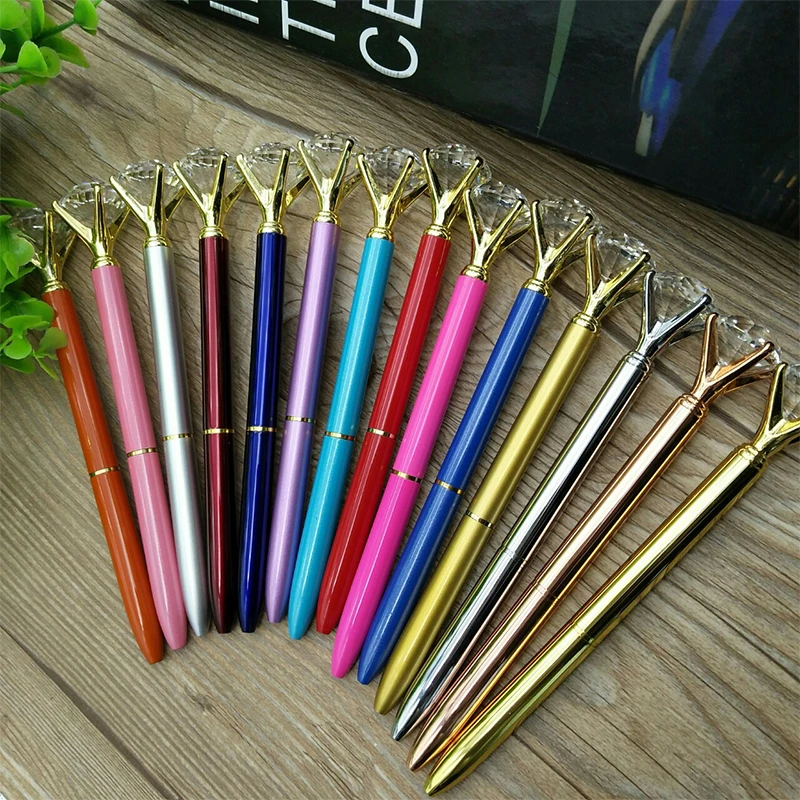 Ballpoint Pen Big Gem Metal Ball Pen With Large Diamond Blue And Black Magical Pen Fashion School Office Supplies Ballpoint Pen Big Gem Metal Ball Pen With Large Diamond Blue And Black Magical Pen Fashion School Office Supplies