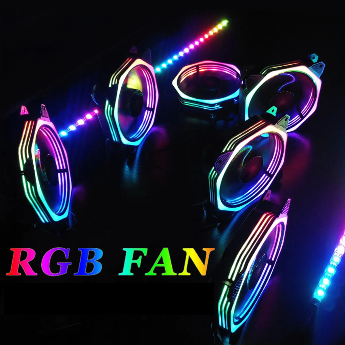 

LEORY 6pcs Computer Case Cooling Fan Cooler RGB Adjustable LED 120mm Quiet Remote Computer Cooler Cooling Case RGB Fan for CPU