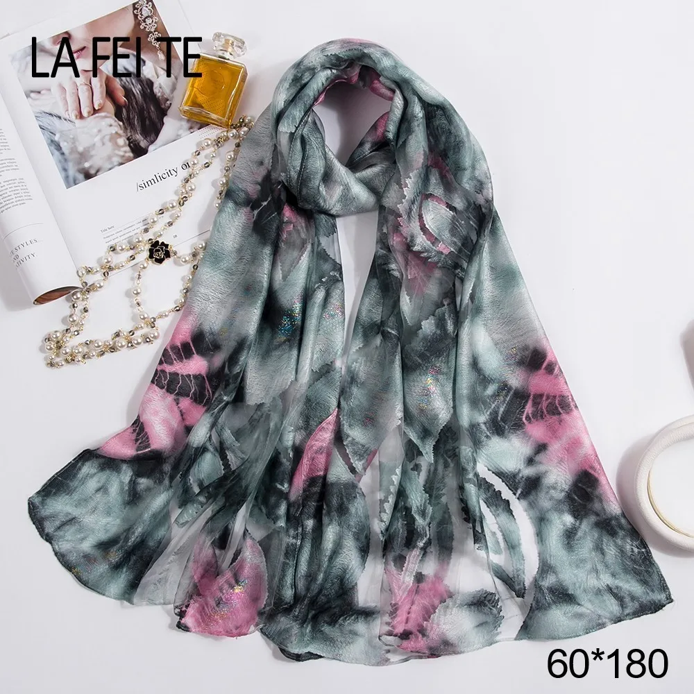  Long Women Scarf Silk Female Handkerchiefs Girls Crinkle Hijab Shawls Floral Printed Stoles Scarves