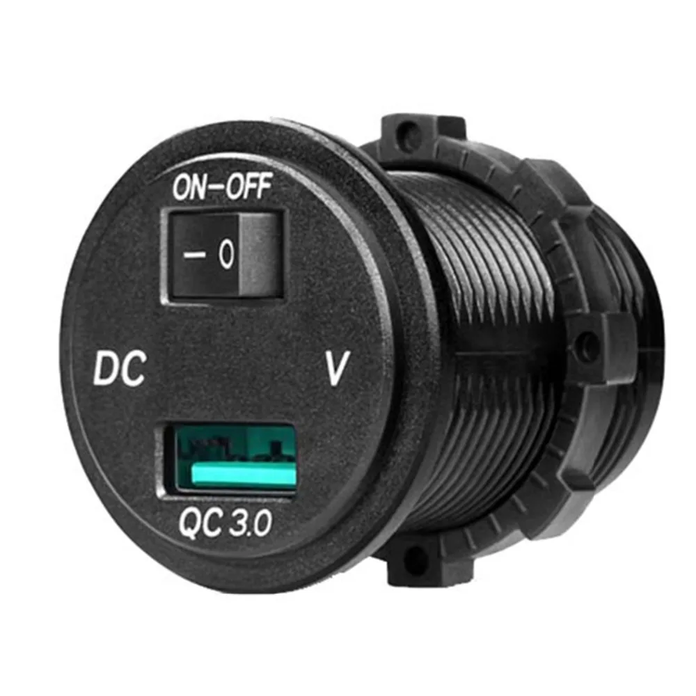 SOONHUA Универсальный QC 3,0 USB Водонепроницаемый автомобильное зарядное устройство цифровой вольтметр дисплей с выключателем вкл. Для автомобиля RV ATV Мотоцикл лодка