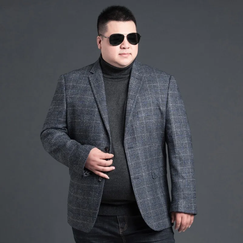 plus size 8XL Wool Men Suits Tailor Made Luxury Fashion Plaid Smart Casual Business Suits For MenBespoke Fashion Suit Jacket