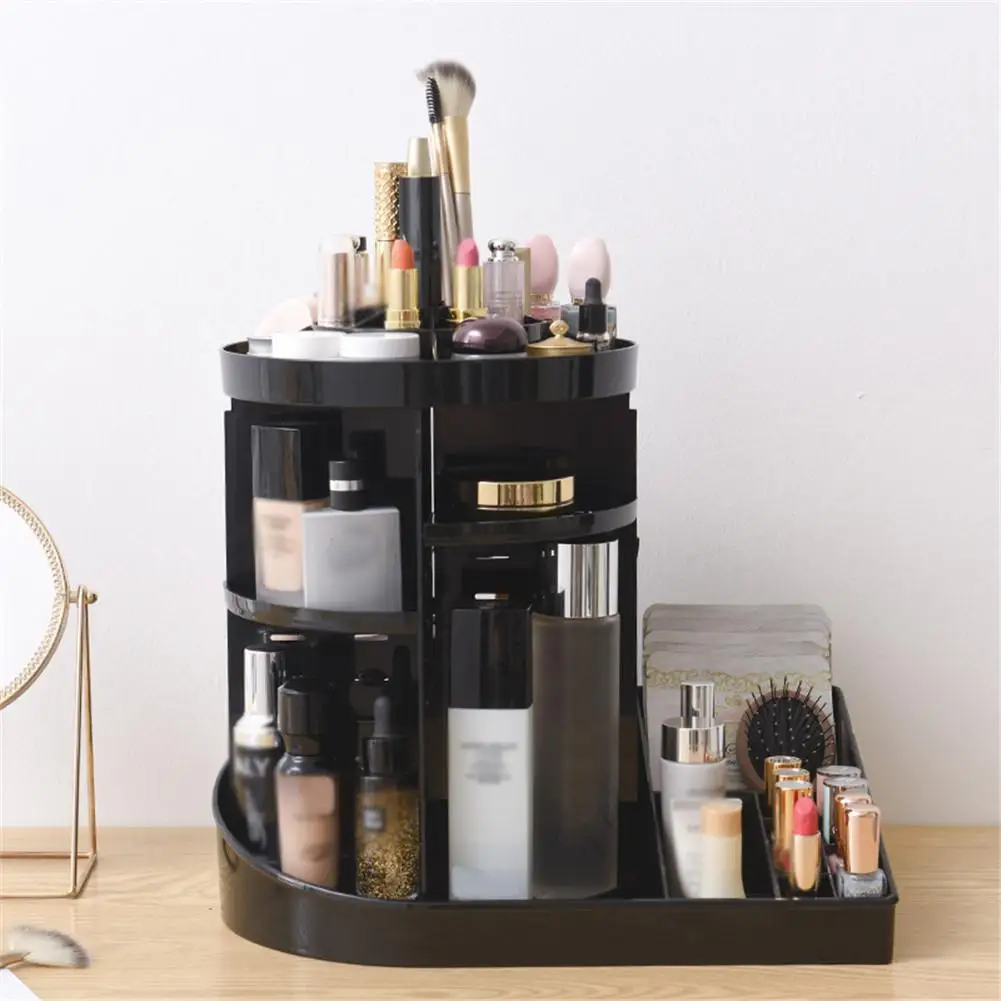 

360 Degree Rotating Makeup Organizer Adjustable Makeup Storage Rack Large Capacity Cosmetics Organizer for Countertop