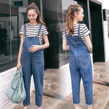 Повседневный джинсовый комбинезон для беременных женщин, свободный джинсовый комбинезон с длинным нагрудником, джинсовый комбинезон для беременных