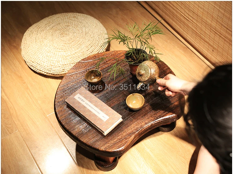 Japanese Antique Burnt Paulownia Wood Round Table Traditional Asian Furniture Living Room Low Floor Coffee Table Wooden Japanese Antique Burnt Paulownia Wood Round Table Traditional Asian Furniture Living Room Low Floor Coffee Table Wooden