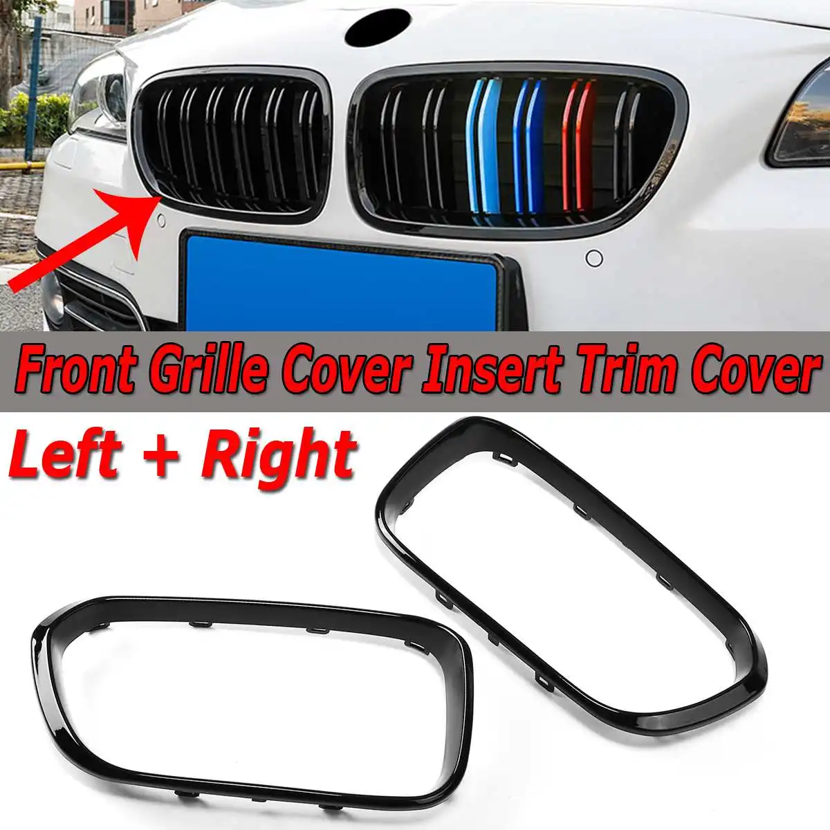 Glossy Black Kidney Car Front Bumper Grille Grill Insert Cover Trim