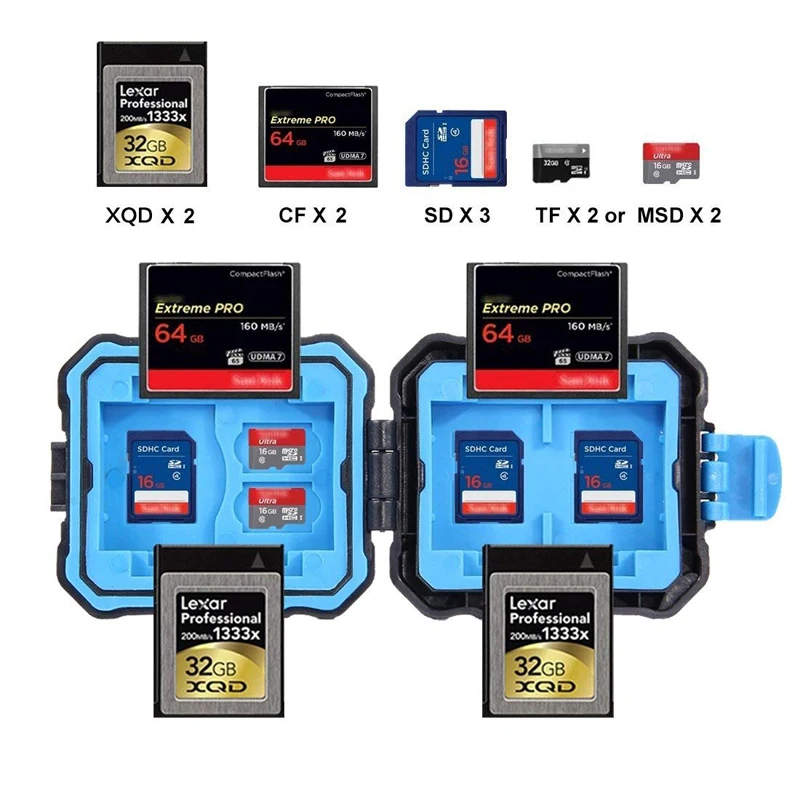 9 слотов для карт Камера PULUZ памяти XQD CF устройство чтения держатель Micro SD Коробка