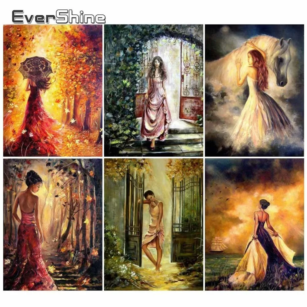 Evershine 5D DIY Diamond Painting Girl Picture Of Rhinestones Diamond Embroidery Full Display Mosaic Cross Stitch Home Decor