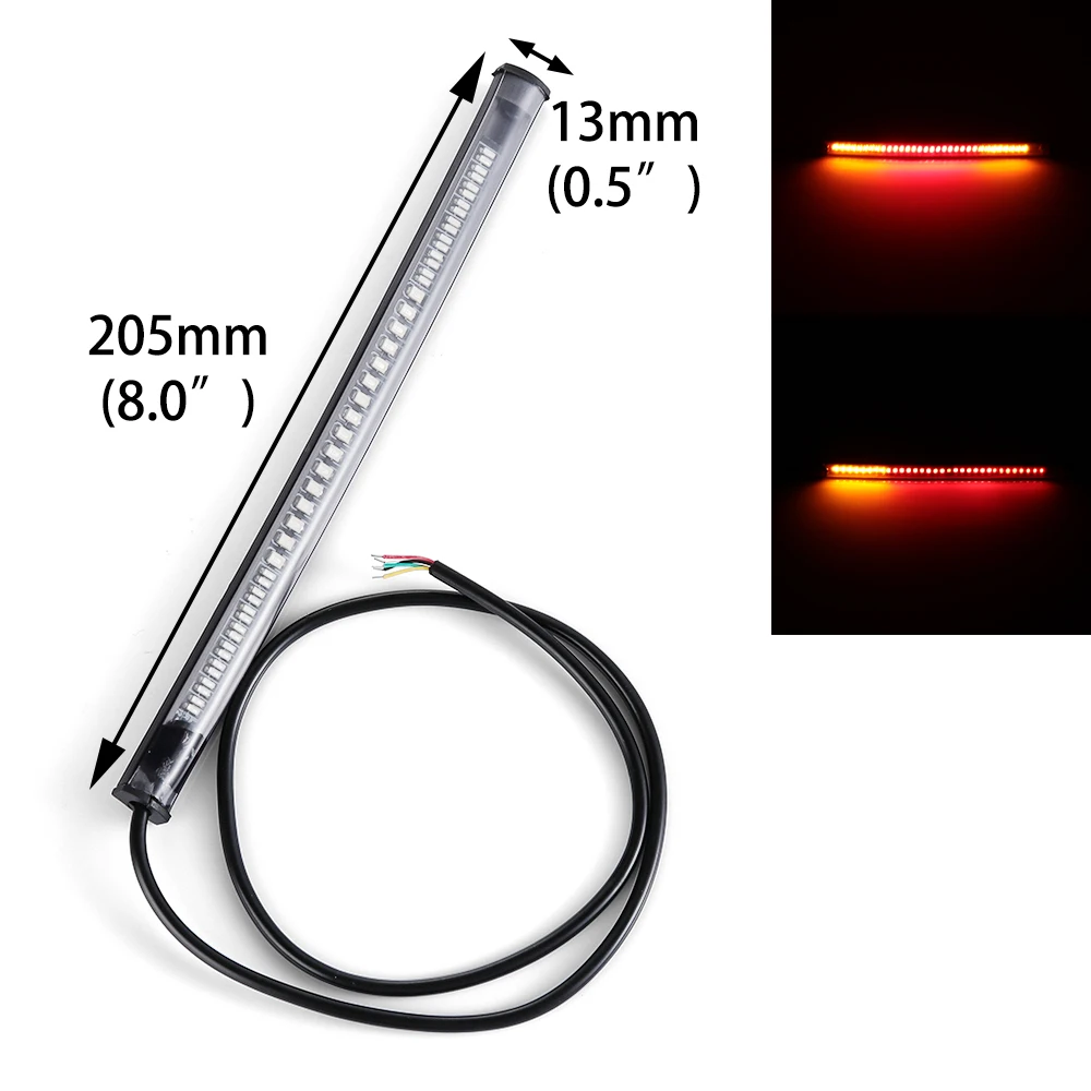 

12V 48SMD LED Flexible Motorcycle Light Rear Tail Brake Stop Red Amber Turn Signal Light Lamp Soft Rubber Car Lights