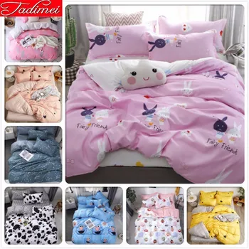 

Cute Rabbit Pattern Duvet Cover Bedding Set Adult Kids Child Soft Cotton Bed Linen Single Twin Full Queen King Size Bedspreads