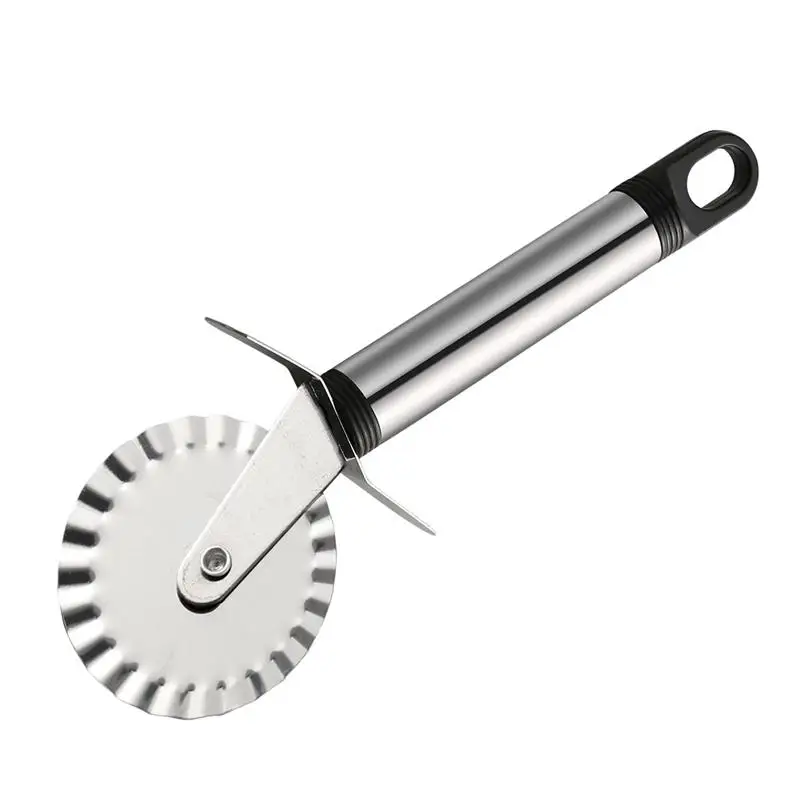 

Stainless Steel Pizza Cutter Lace Pattern Single Roller Pastry Dough Crimper Baking Cutting Wheel Cutter for Home Restaurant