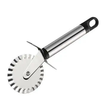 

Stainless Steel Pizza Cutter Lace Pattern Single Roller Pastry Dough Crimper Baking Cutting Wheel Cutter for Home Restaurant