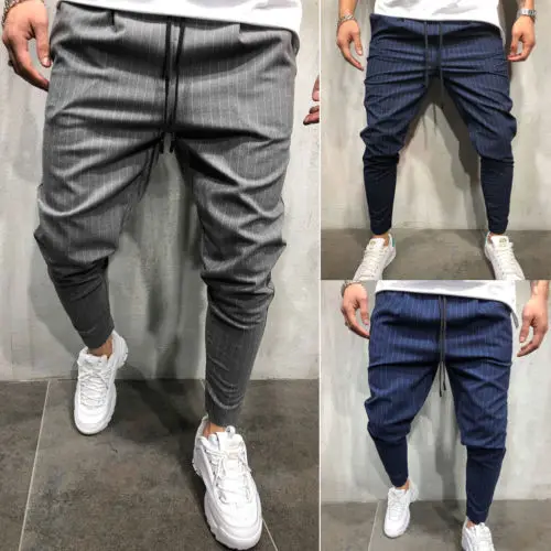 Мужские модные обтягивающие Стрейчевые брюки, облегающие прямые брюки