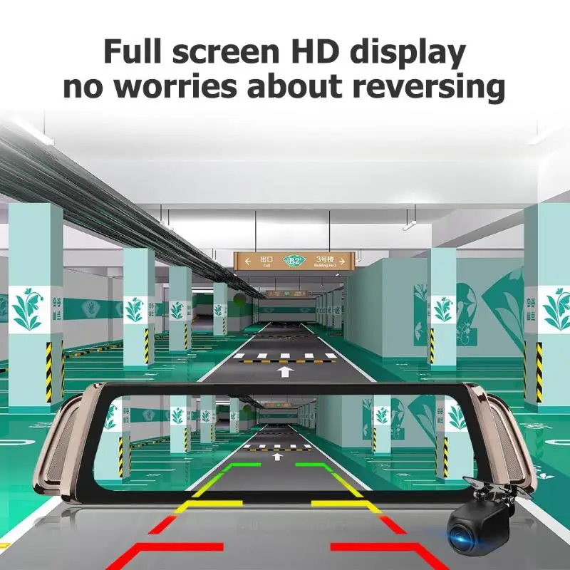 Phisung 9.35 Inch IPS 1080P FHD Car Dash Camera Car Electronics Dual Lens K1000 Car DVR Camera Rearview Mirror Video Recorder