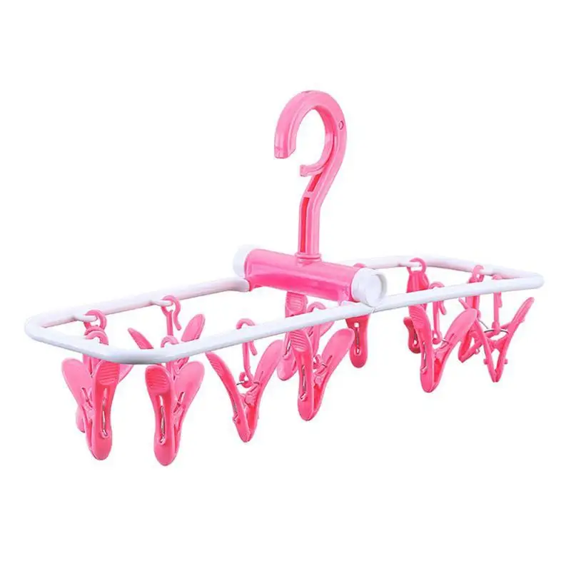 Foldable Clip and Drip Laundry Hanger with 12 Strong Pegs Clip Drying