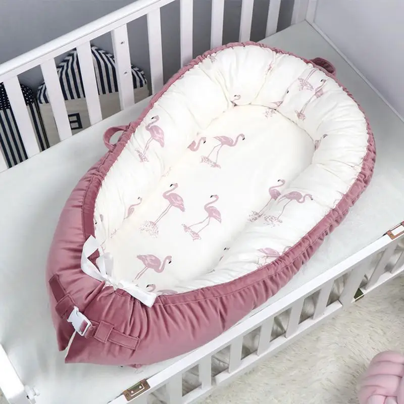 Baby Bed Mattress Newborn Uterus Crib Flannel Cotton Velvet Detachable Comfortable Sleep Blanket Light And Easy To Carry