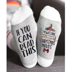 1 пара Hallmark фильмы мягкие носки Christmas письма печатаются Для женщин Теплые зимние носки подарки Лучшие продажи-WT