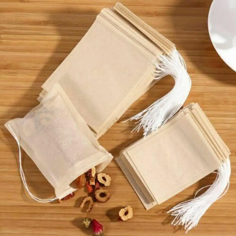 

100Pcs/lot Disposable Tea Bags Empty Scented Tea Bag With String Herb Tea Heal Seal Filter Paper