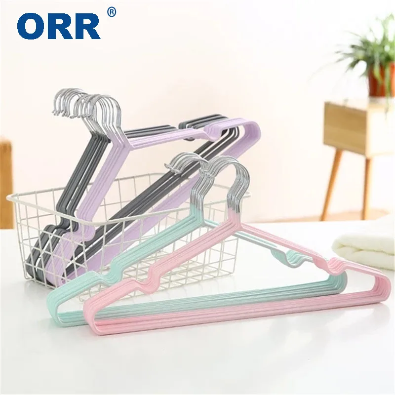 

10Pcs Hangers Clothes Dryer Metal Coat Hanger Bathroom Colors Cabide Cintres Perchas Para La Ropa Pvc Coated Hanger