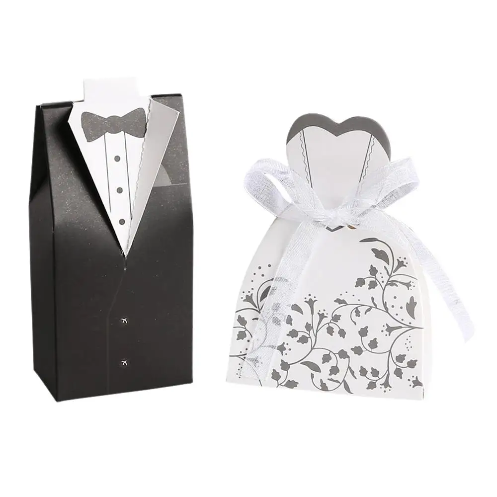 

50 pairs dragee Box black groom + white bride for Wedding