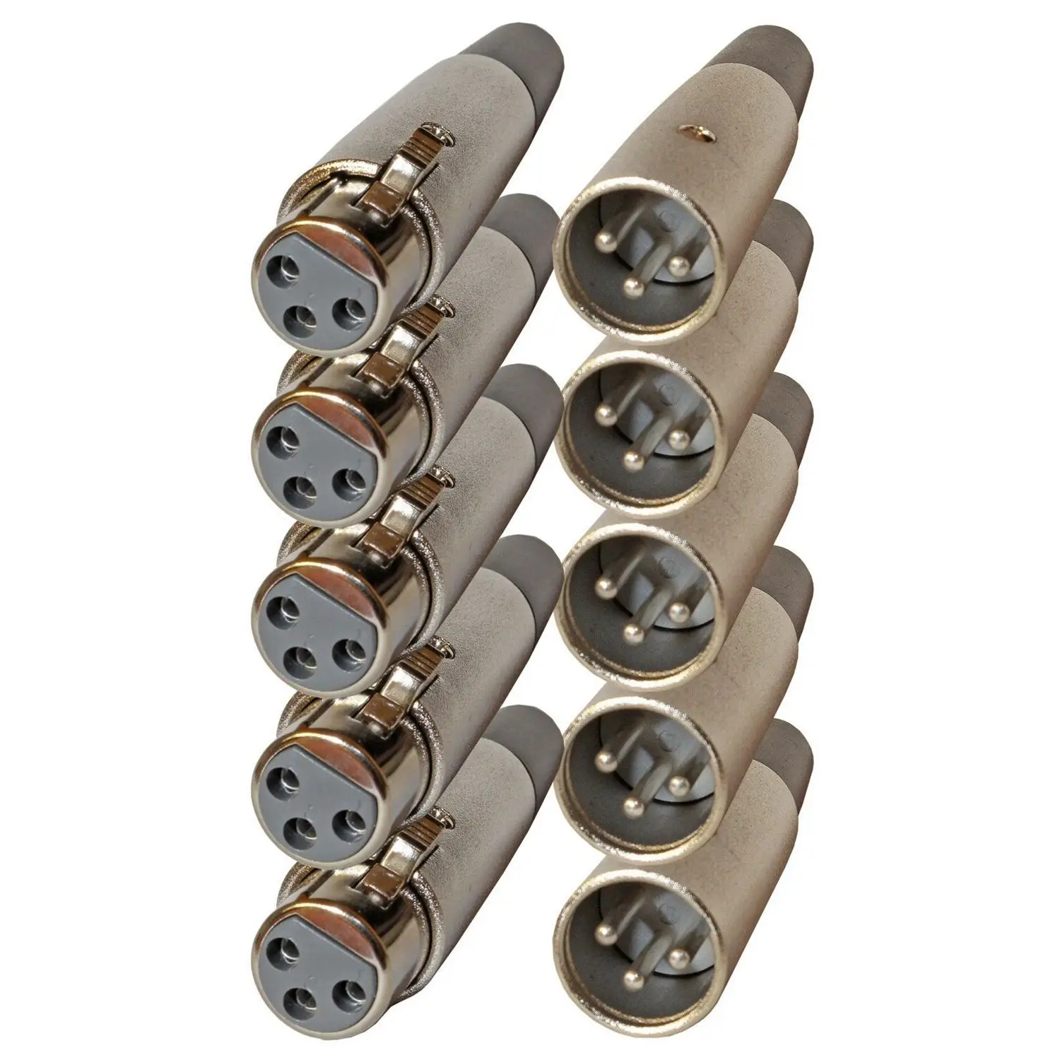 

5 male plug & female jack 3pin XLR mic microphone cable cord audio connectors