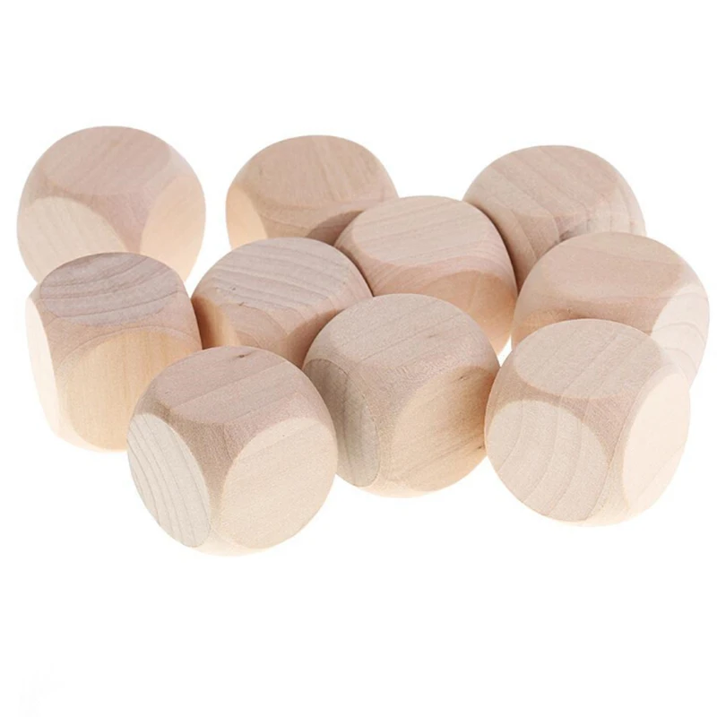 

10pcs 30mm Wooden Blank Dices D6 Game Dices for Kids Game DIY Decoration