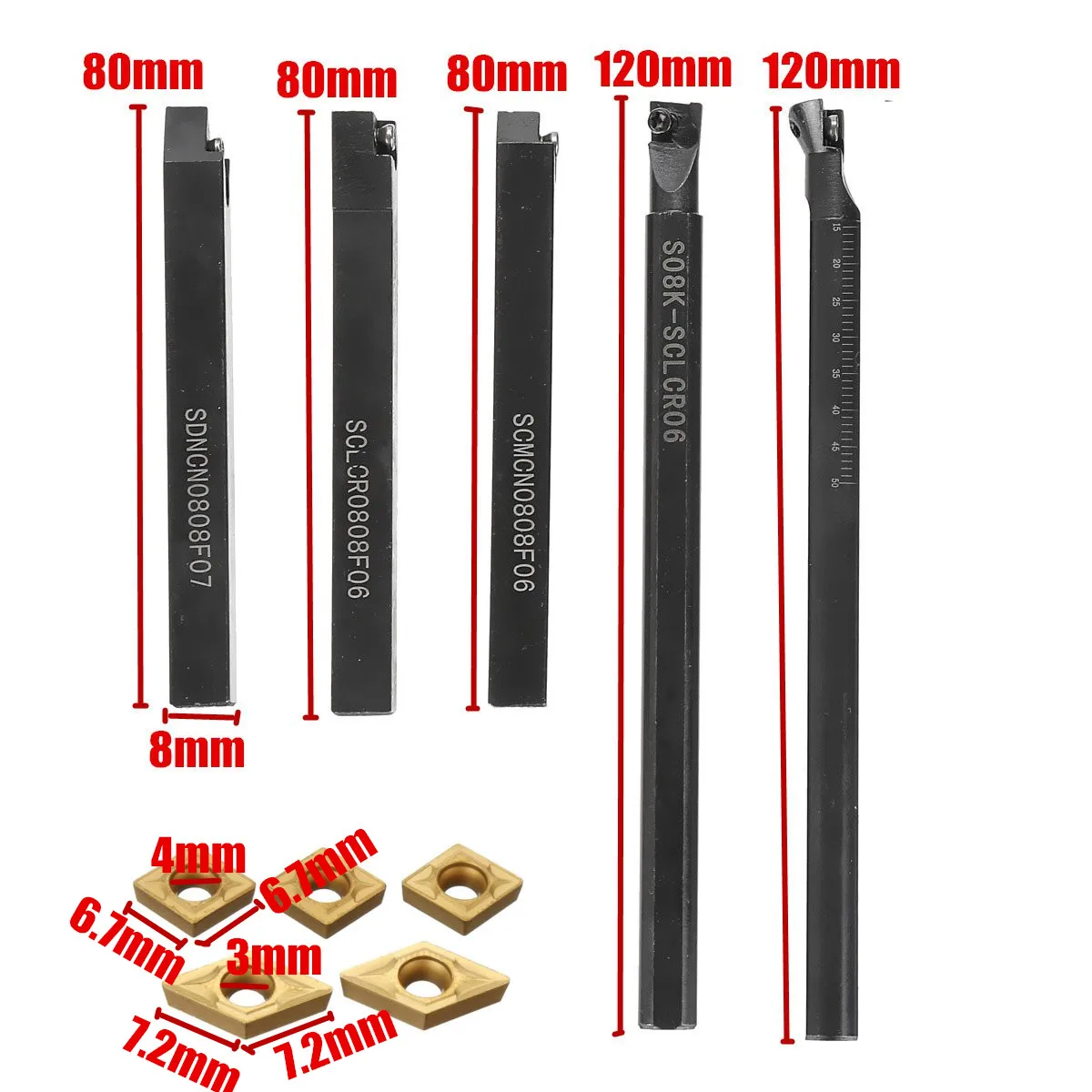 5pcs 8mm Shank Indexable Lathe Turning Tool Holder