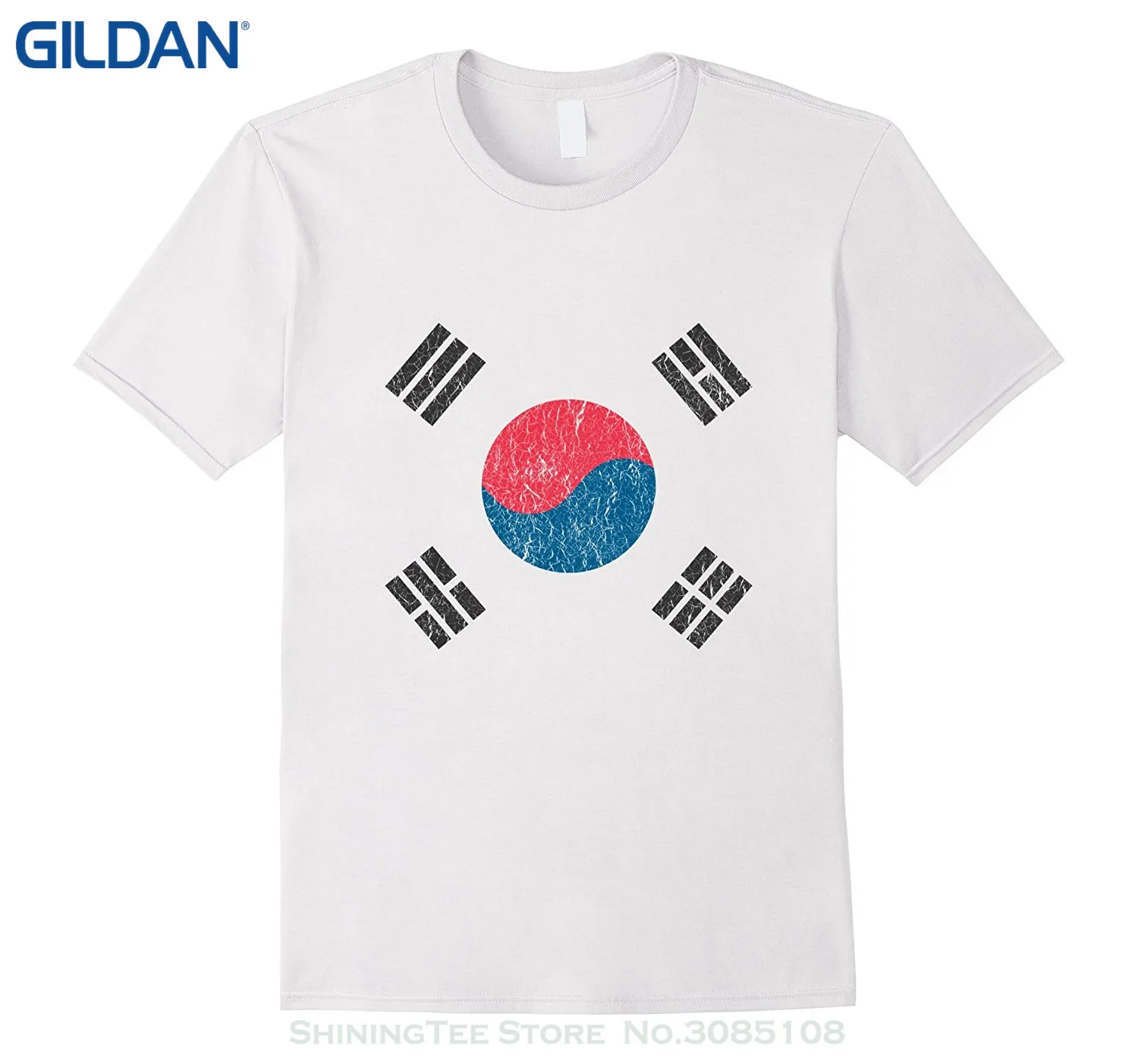 New Fashion Men's Short Sleeve Vintage South Korea Flag T shirt South