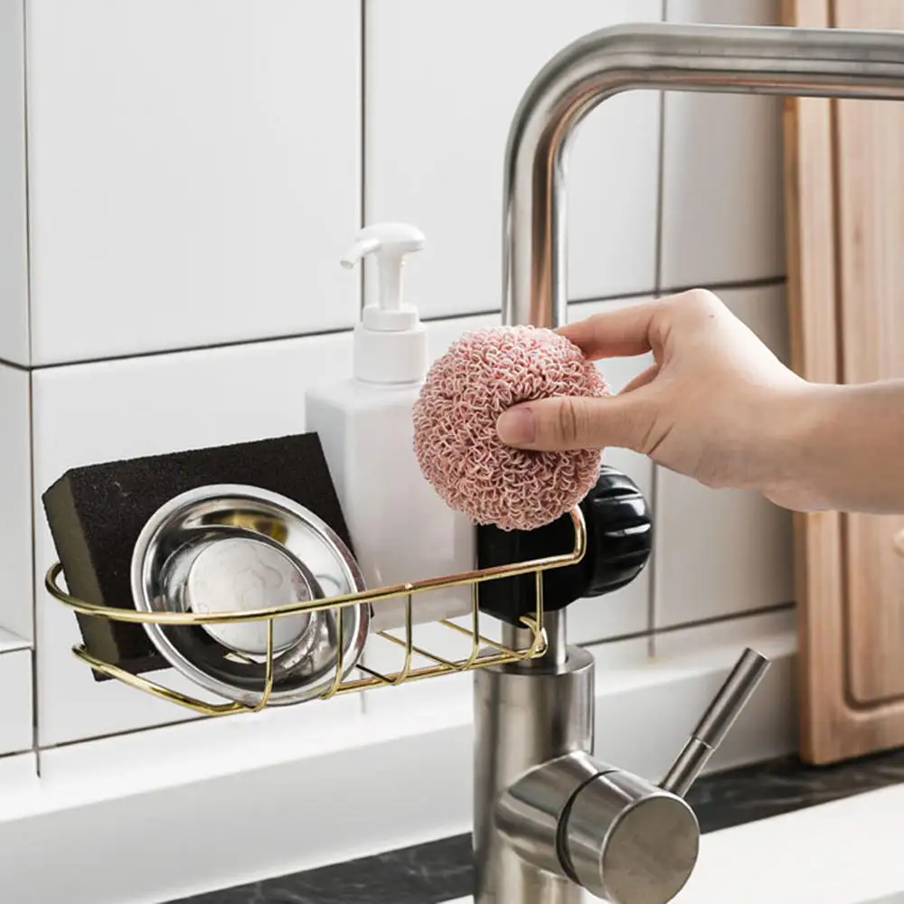 صنبور رف المطبخ الحمام بالوعة الإسفنج تخزين الرف شنقا استنزاف صنبور رفوف التخزين 3 ألوان