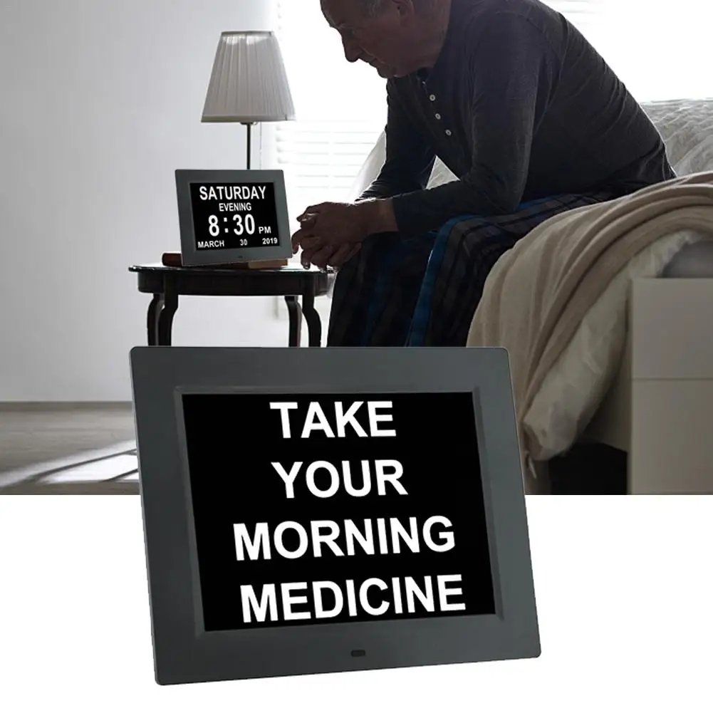 

10 Inch WiFi Digital Picture Frame Touch Screen Time Display with Alarm Clock for The Older Clock Medicine Reminder Health Care