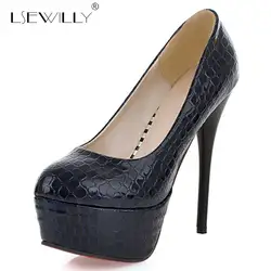 Lsewilly/2019 весна высокий каблук на платформе пикантные туфли-лодочки женская обувь круглый носок туфли с закрытым носком на высоком каблуке