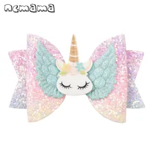 Ncmama аксессуары для волос банты для девочек блестящие заколки для волос 3 ''милые лосиные заколки с единорогом детские рождественские аксессуары для волос