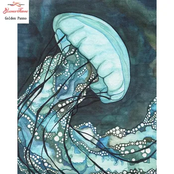 

5D DIY full square diamond painting cross stitch square jellyfish painted frosty mosaic home decor embroidery rhinestones