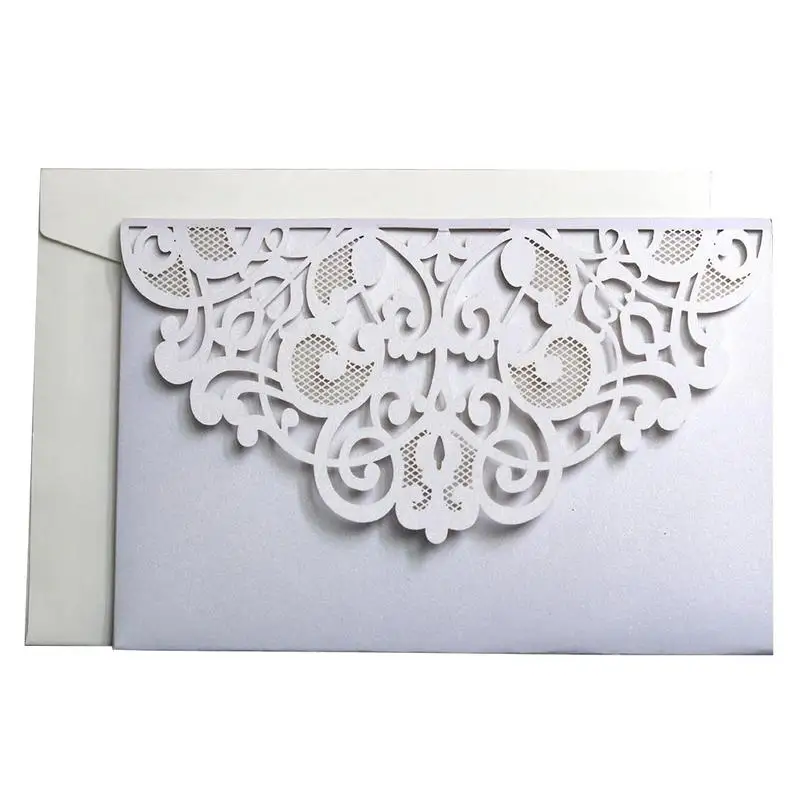  10PCS European Style Laser Cut Wedding Invitations Cards Tri-Fold Lace Business Invitation Cards Pa - 32974225022