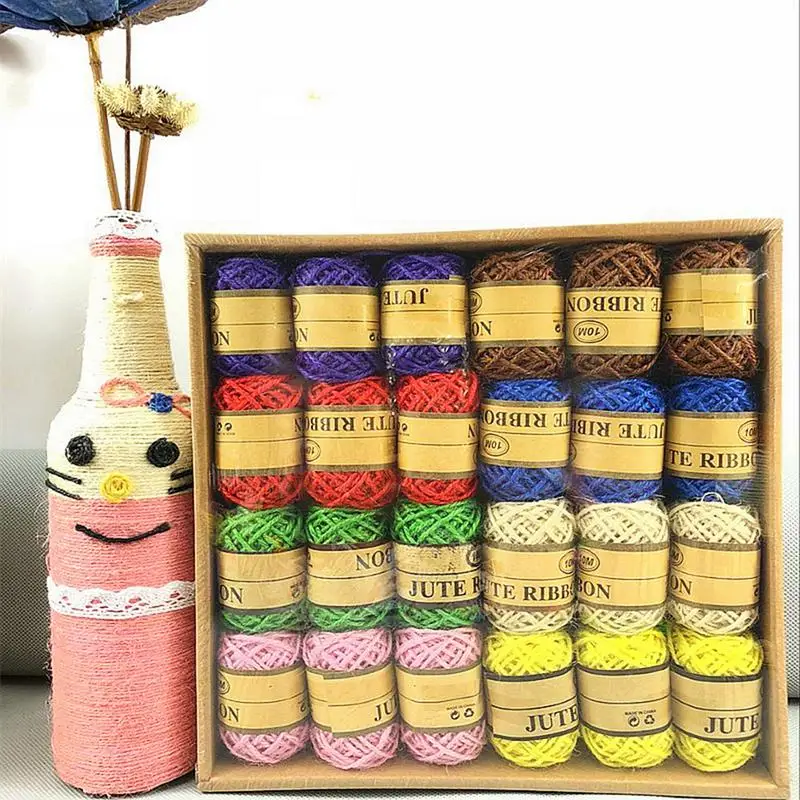 

24 Pieces / Box 10m Color Hemp Rope 1.5mm Student Creative DIY Hemp Rope Decoration Home Decoration Vase Decoration 8 Color