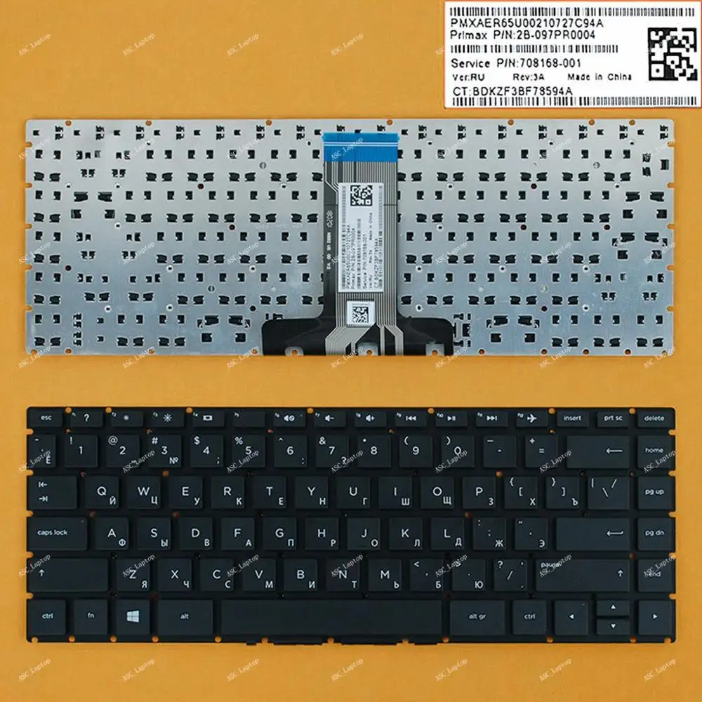 

New RU Russian Keyboard For HP home 14-bs000 14-bs100 14-bs500 14t-bs000 14-bs057cl Black without Frame, NO Backlit