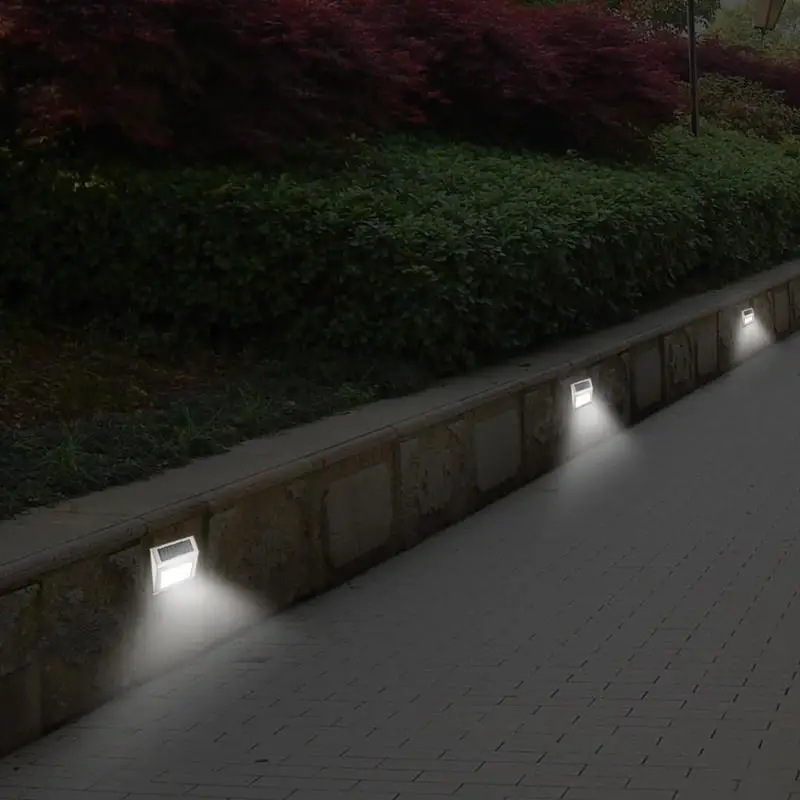 Stainless Steel 3LED Solar Stair Lights Outdoor Courtyard Pathway Lamps