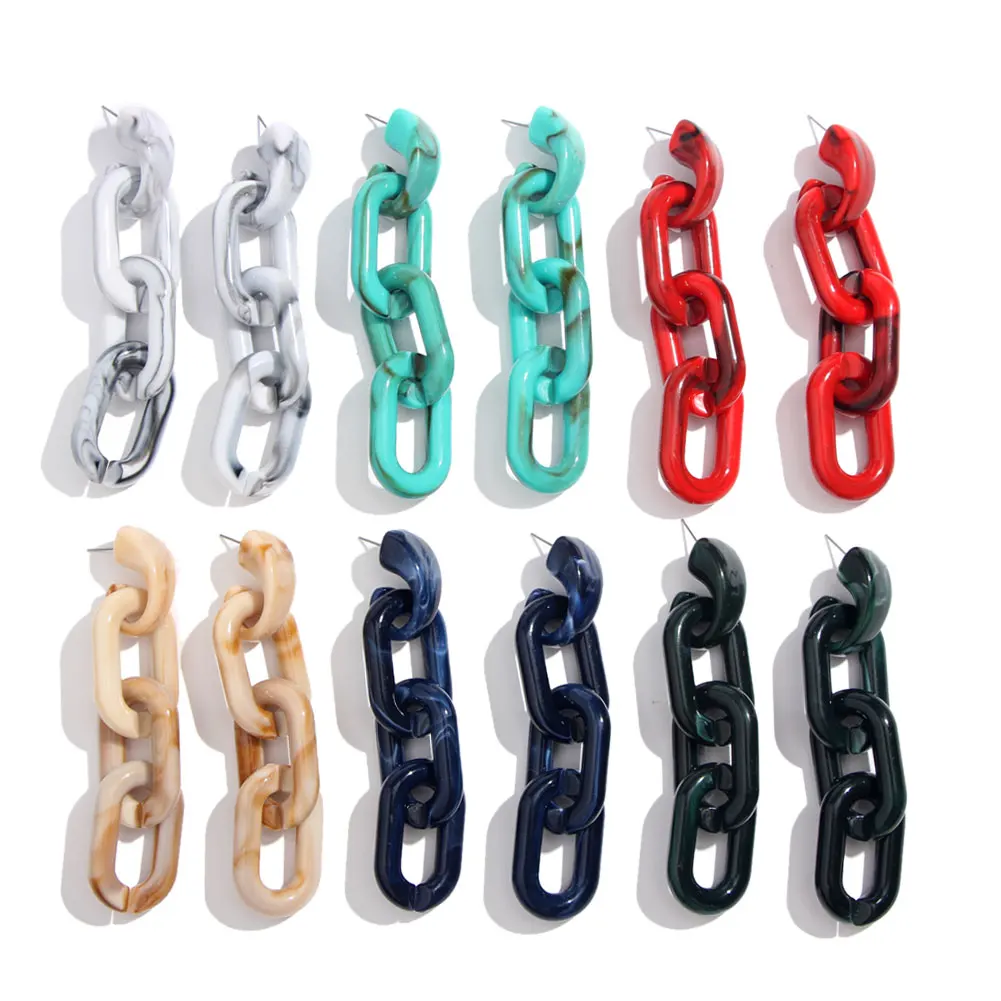 

Flatfoosie Vintage Resin Stud Earrings For Women Fashion Acrylic Circle Statement Long Pendant Earring Girl Korean Party Jewelry