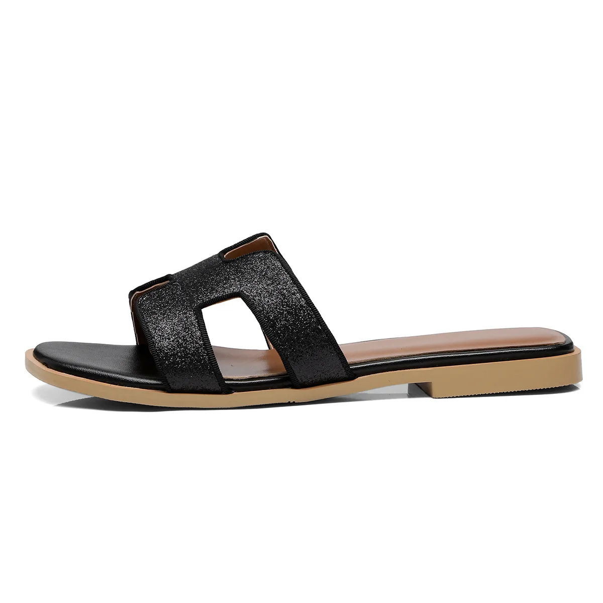 

2019 summer new flat bottom sandals and slippers large size 42 casual shoes beach shoes Rivet Slides