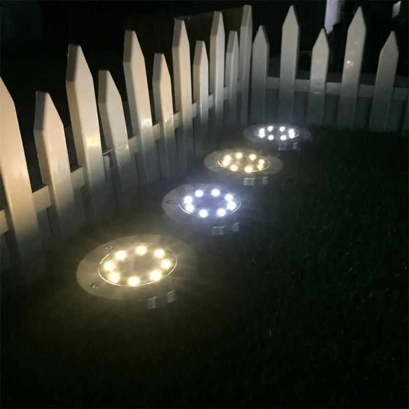 4 шт. водонепроницаемый IP67 8 LED Солнечный подземный свет из нержавеющей стали