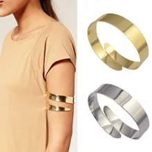 Панк металлические манжеты на руку браслеты новая мода хип-хоп золотой серебряный цвет регулируемая повязка на руку верхний браслет для женщин