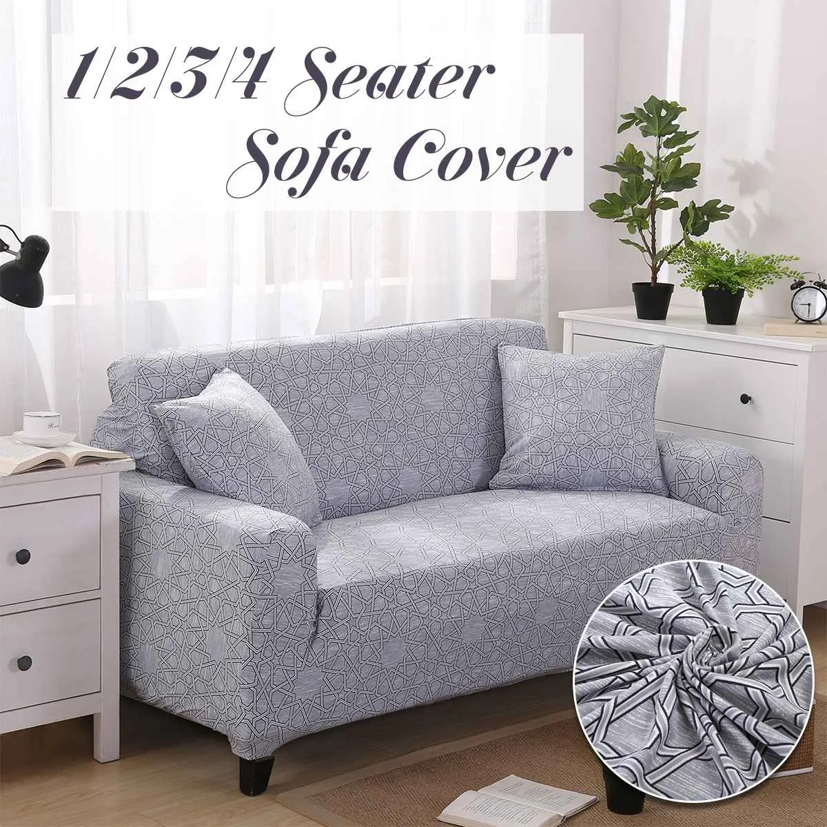 Puzzle Star Grey 1/2/3/4 Seater Home Soft Elastic Sofa