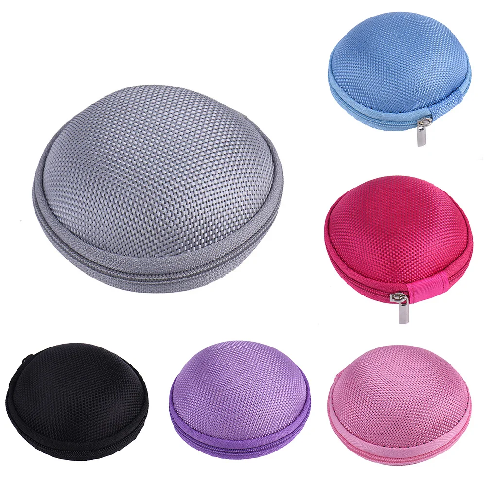 

23 Colors Portable Case for Headphones Case Mini Zippered Round Storage Hard Bag Headset Box for Earphone Case SD TF Cards