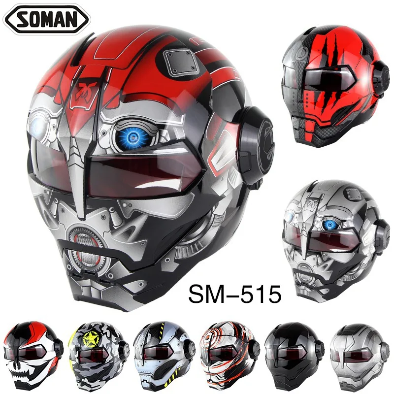 

Cool Motorcycle Helmet Super Personalized Iron Man Full Helmet Vintage Harley Open Face Design Helmet Adult Riding Helmet